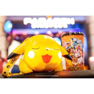 New!พร้อมแก้ว!!  ถังป๊อปคอร์น ปิกาจู Pikachu bucket set เปิดไฟที่ตาได้ แก้วน้ำโปเกม่อน ปิกาจู