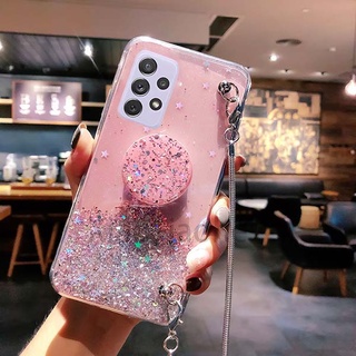 พร้อมส่ง เคสโทรศัพท์มือถือ พร้อมสายคล้องคอยาว และขาตั้ง หรูหรา สําหรับ Samsung A73 A33 A53 5G A53 A73 A33 5G