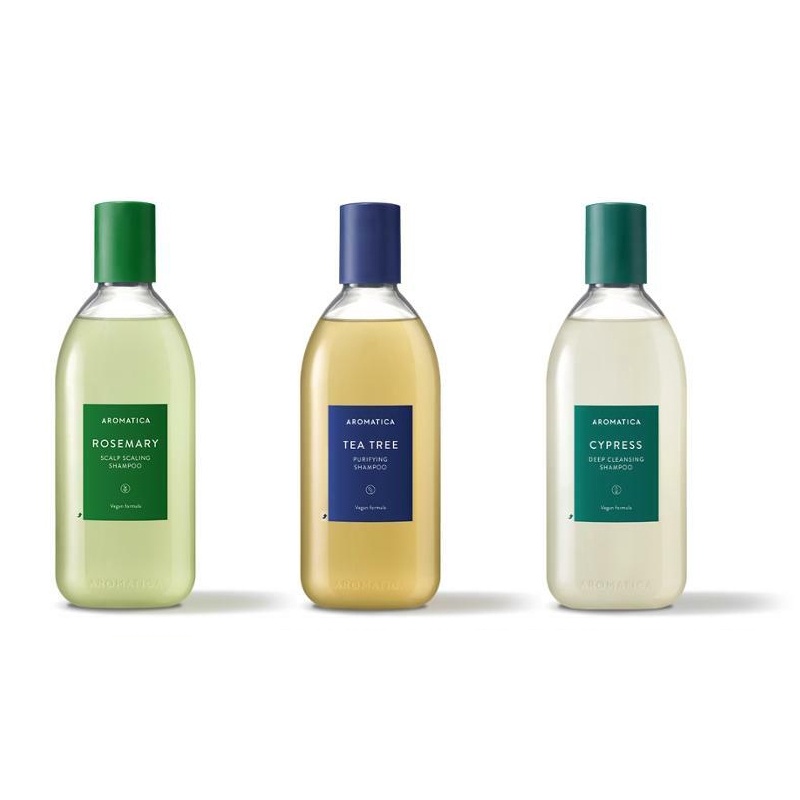 Aromatica Rosemary Scalp Scaling, Tea Tree Purifying Shampoo, Hair Thickening Conditioner, Cypress D