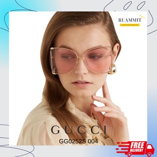 แว่นกันแดด Gucci GG0252S 004/ 005 สี Gold ทรงเหลี่ยม ของแท้ จัดส่งฟรี!!