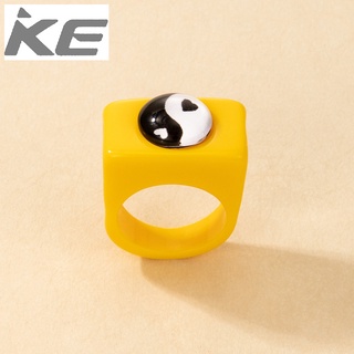 Jewelry Black and white Tai Chi gossip resin ring Korean color index finger ring for girls for