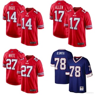 เสื้อกีฬาแขนสั้น ลายทีมชาติฟุตบอล Buffalo Bills NFL Allen White Smith ทรงหลวม โอเวอร์ไซซ์ สําหรับผู้ชาย และผู้หญิง