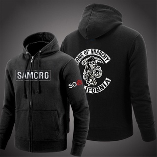 【All-Match】เสื้อฮู้ดดี้ มีซิป ลาย Sonsof Anarchy Soa Punk Samcro สีพื้น ของขวัญวันเกิด สําหรับผู้ชาย