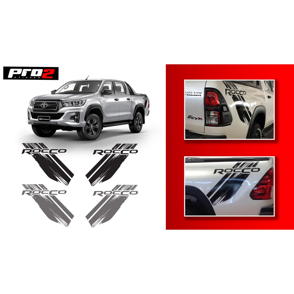 สติ๊กเกอร์ติดรถ สติ๊กเกอร์แต่งรถ สติ๊กเกอร์แก้มท้าย Toyota Hilux Revo Rocco Stickers ขนาด 74x60 cm. จำนวน2ชิ้น