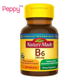 Nature Made Vitamin B-6 (100 mg) 100 Tablets วิตามินบี 6 (100 มิลลิกรัม) 100 เม็ด