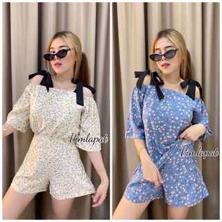 พร้อมส่ง‼️ชุดเซท 2ชิ้น⚡️เสื้อแขนกระดิ่งผูกโบว์ไหล่ ปรับสั้นยาวได้ตามใจชอบเลยค่ะลายดอก🌸🍒น่ารักมาก
