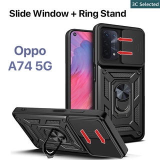 เคส OPPO A74 5G A16 A54 A74 A76 4G 5G หน้าต่างบานเลื่อน การป้องกันกล้อง ขาตั้งแหวนโลหะ เคสแข็ง เคส OPPO A16 เคส OPPO A54 4G เคส OPPO A74 4G เคส OPPO A76 เคส