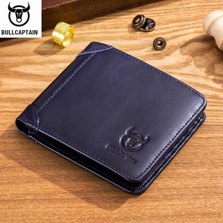 BULLCAPTAIN 031 กระเป๋าสตางค์ หนังแท้ สไตล์เรโทร พร้อมซิป สำหรับผู้ชาย Multi-Functional Business Casua Wallet