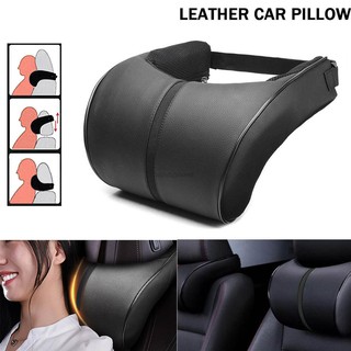 หมอนรองคอในรถ หมอนรองคอหนัง PU สำหรับติดเบาะรถยนต์ Car Seat Neck Pillow Car Headrest Pillow PU Leather Head Neck