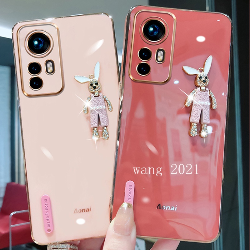 2022 New Casing Xiaomi 12T Pro 12 Lite POCO M5s C40 เคส Phone Case Straight Edge Plating with Trendy Rabbit Ultra-thin Silicone Soft Back Cover เคสโทรศัพท #8