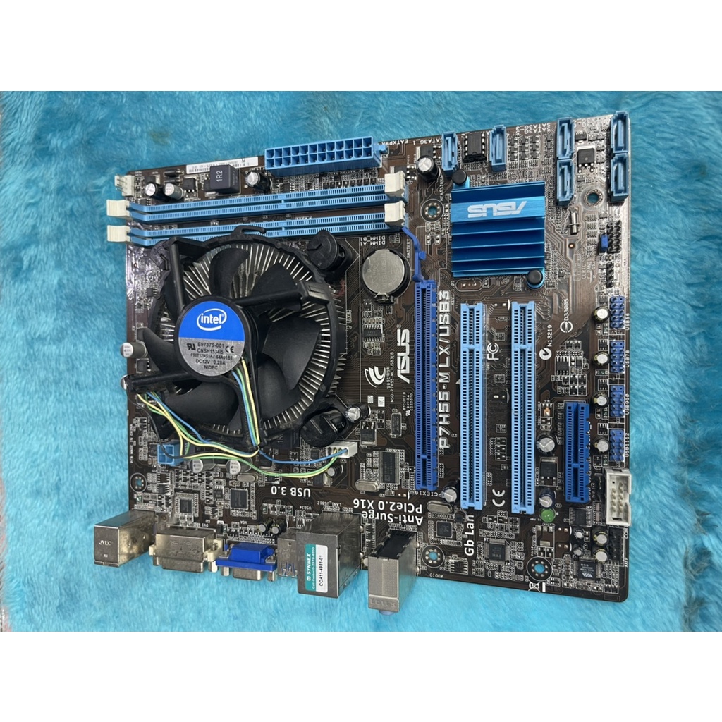 เมนบอร์ด + CPU Intel Core i3-M540 3.07 GHz ASUS P7H55-M LX/USB3  LGA 1156 มีฝาหลังแต่ไม่ตรงรุ่น
