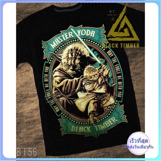 BT  Yoda Star wars เสื้อยืด สีดำ Black Timber T-Shirt ผ้าคอตตอน สกรีนลายแน่น S M L XL XXL