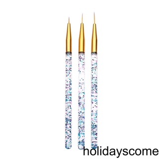 [HCLM] 3Pcs Nail Art Pens Set Painting Drawing Nail Liner Dotting Pen with Sequin Rod Manicure Tool Gift