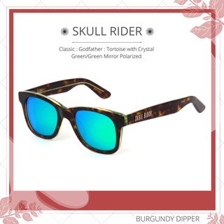 แว่นกันแดด Skull Rider รุ่น Classic : Godfather : Tortoise with Crystal Green/Green Mirror Polarized