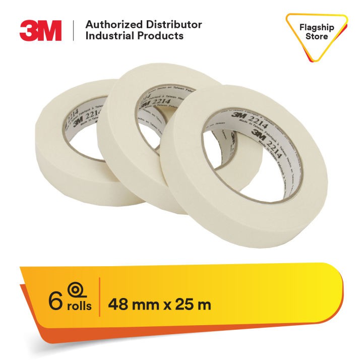 3M Paper Masking Tape 2214, 48mm x 25m (6 ม้วน)