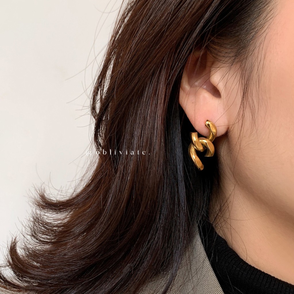 ต่างหูทรงกระดุม อ้วน สไตล์หรู ทำจากสเตนเลสสチールTitanium สำหรับผู้หญิง