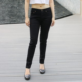 GZ Jeans กางเกงยีนส์หญิงผ้ายืดสีดำขาเดฟ (Size เอว 28-44)