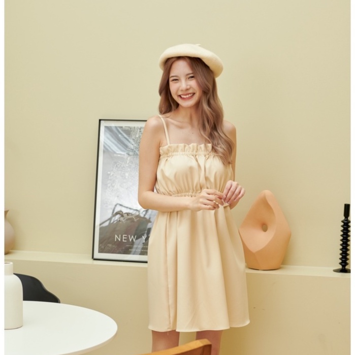 HOSHI.BRAND เดรสสั้นสายเดี่ยว เกาหลี ลูกคุณสุดด Esther Dress (Ivory)