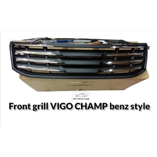 กระจังหน้า vigo champ benz style แนวนอนชุบดำ กระจังหน้าแต่ง vigo 2011 2012 2013 2014 ลายเบนซ์ front grill vigo champ