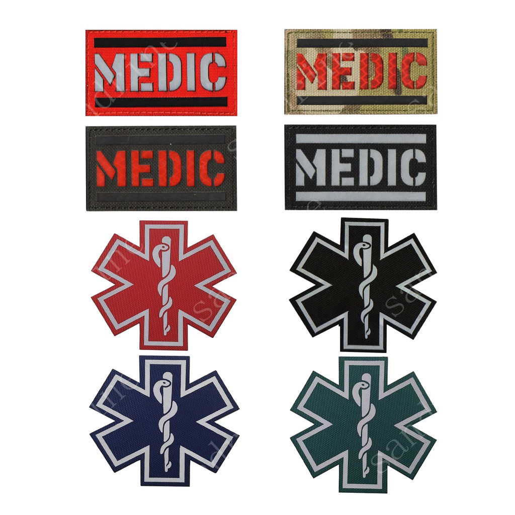 Life Star Rescue งูอินฟราเรดสะท้อนแสงทหารหมอยุทธวิธีทหาร Morale Velcro Patch Badge