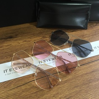 Eyewear_by.tm แว่นกันแดด ทรง ห้าเหลี่ยม  รุ่น New Alexander McQueen สีเทาเช้ม ชมพูเข้ม ชมพูอ่อน