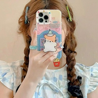 💖New 💖iPhone 14 13 12 11 Pro Max เคส for เคสไอโฟน11น่ารัก บางเบาพกพาง่าย การ์ตูน ลูกแมว พร้อมขาตั้ง Case