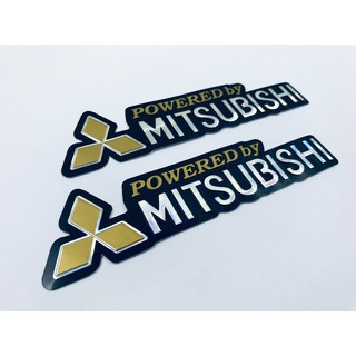 สติ๊กเกอร์ Mitsubishi Sticker สติกเกอร์ Logo สีทอง 2ชิ้น แต่งรถ ติดรถ รถยนต์ 3D ตัวนูน ติดกระจก ข้างรถ ท้ายรถ ติดสเกิร์ต