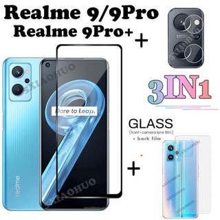 (3 In 1) ฟิล์มกระจกนิรภัยกันรอยหน้าจอ ฟิล์มกล้อง ฟิล์มด้านหลัง สําหรับ OPPO Realme 9Pro+ Realme 9 Pro