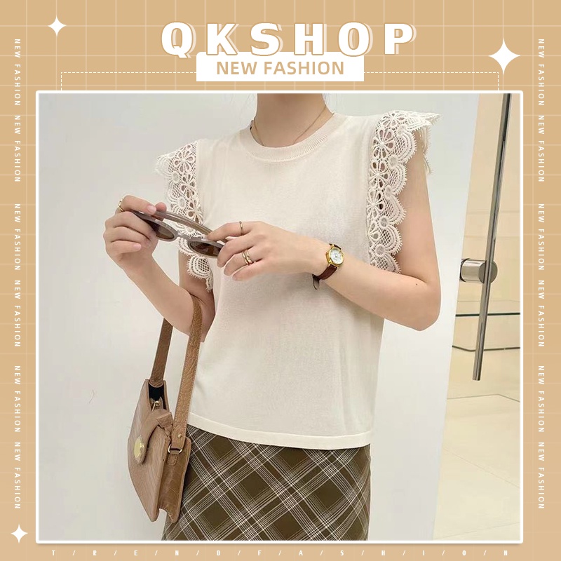 QKshop เสื้อคอกลมแขนกุด🌤แขนกุดเป็นลูกไม้สวยมากไม่ธรรมดา☄️สวยกว่านี้ไม่มีอีกแล้วต้องมาตำได้เลยมามะมามะ🫧