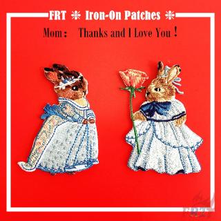 ☸ Animals：Rabbits - Mom：Thanks and I Love You！Patch ☸ 1Pc/2Pcs Diy Sew on Iron on Badges Patches