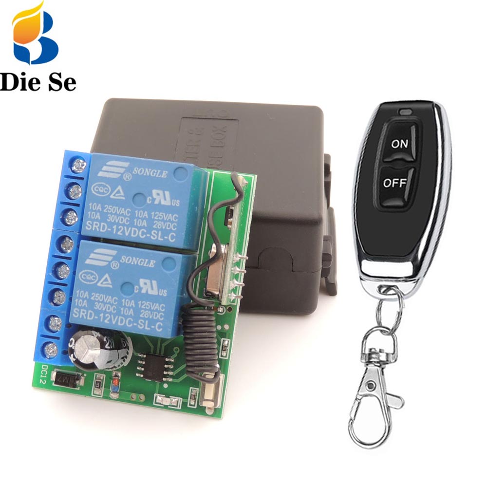 Dc12v 433MHz Rf 10Amp 2 แก๊ง กว้าง ควบคุม รีเลย์ สําหรับโรงรถ / ประตู / ไฟ / มอเตอร์