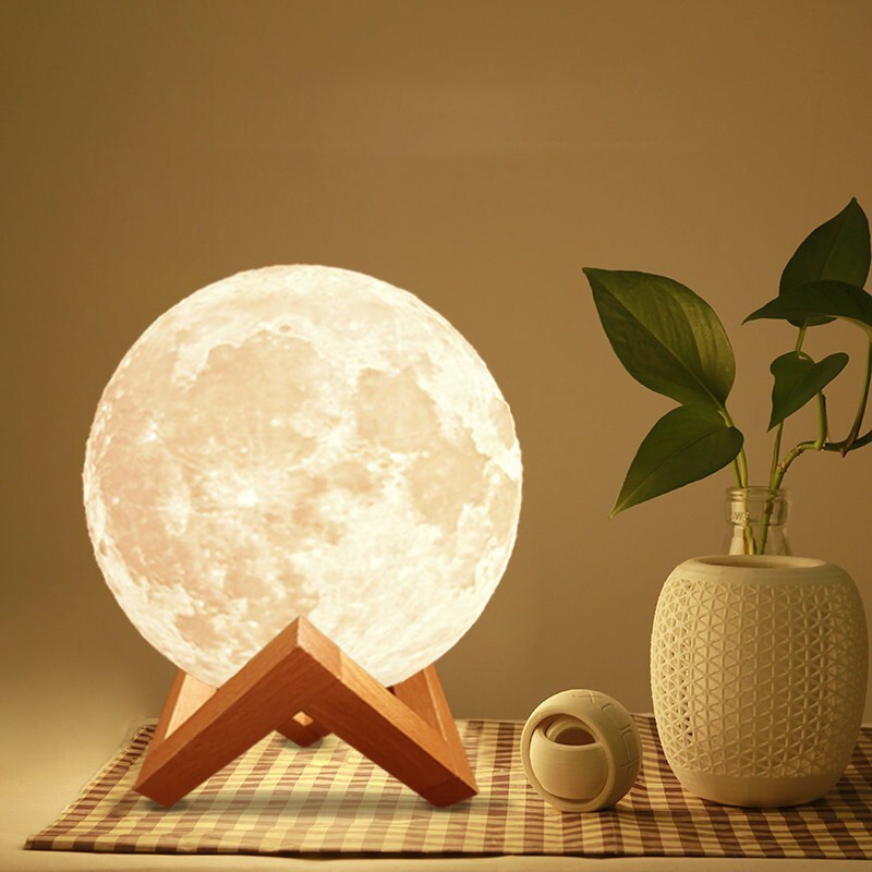 โคมไฟตั้งโต๊ะ Led รูปดวงจันทร์ ขนาด 12 ซม. สําหรับตกแต่งห้องนอน