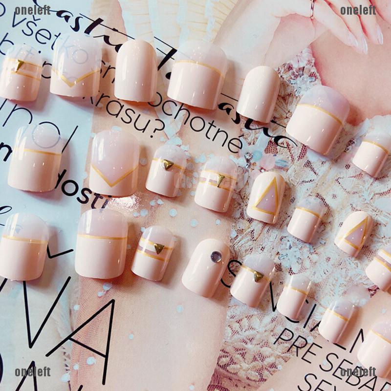 [ytal] 24pcs Acrylic French Fake Finger Nails Full Cover Fake False