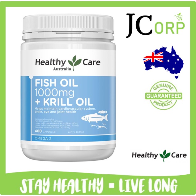 ส่งตรงจาก AUS Healthy Care Fish Oil 1000mg และ Krill Oil 400 แคปซูล