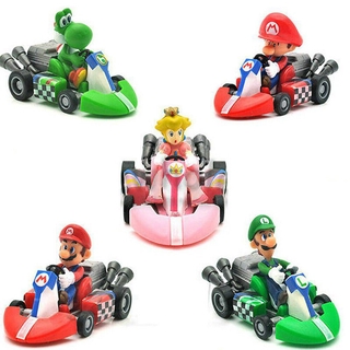 ตุ๊กตาฟิกเกอร์ Super Mario Bros Kart Pull Back Car ของเล่นสําหรับเด็ก 6 ชิ้น ต่อชุด