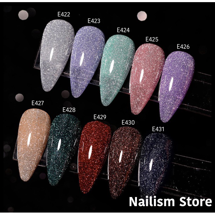 Gaoy รุ่น สีแฟลช (Flash Glitter Gel) สีสะท้อนแฟลช รหัส E422-431 ครบเซตแถมชาร์จ