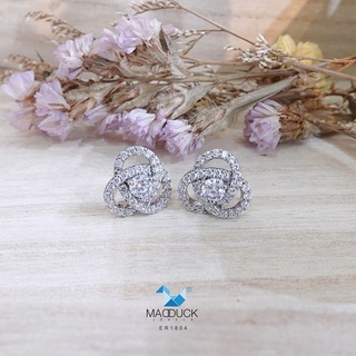 Madduckjewels ต่างหูเงินแท้ เพชร CZ ชุบโรเดียม ER1804