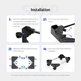 Orico ABS คอมพิวเตอร์ CPU ขาตั้งล้อที่มีเสถียรภาพแนวตั้งสําหรับกรณีคอมพิวเตอร์ PC Tower กันน้ําความร้อน Hollow Design