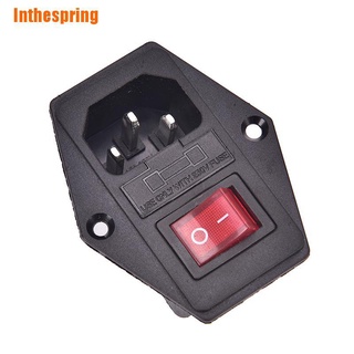 (Inthespring) ปลั๊กซ็อกเก็ต 3 Pin Ac Inlet Male พร้อมสวิตช์ฟิวส์ 10A 250V