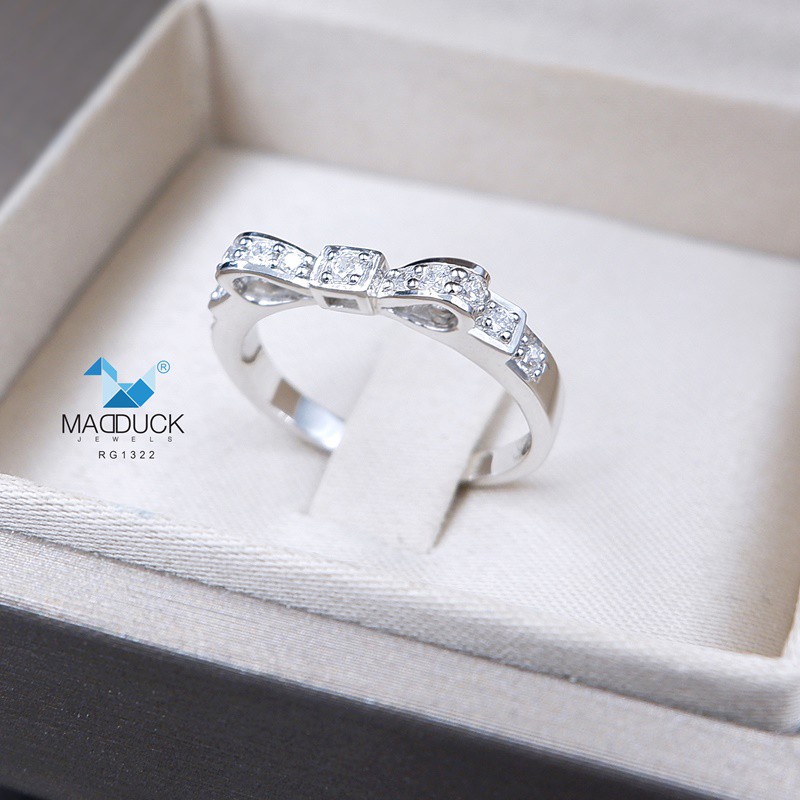 Madduckjewels แหวนเงินแท้ เพชร CZ ชุบโรเดียม RG1322 - รูปที่ 2