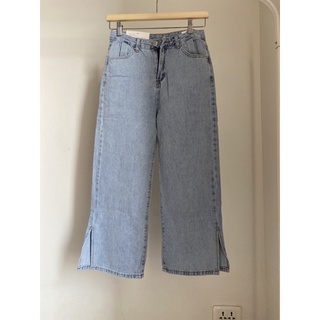 Socie.tycloset-E16กางเกงเอวสูงทรงกระบอกผ่าปลายขา