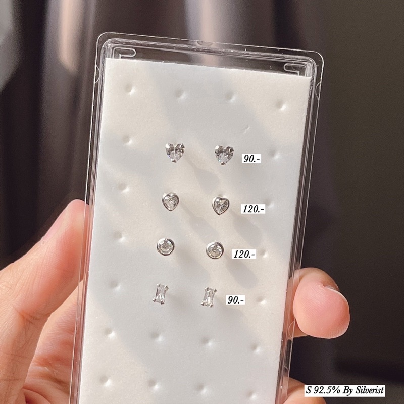 Silverist - ต่างหูเงินแท้ 92.5% ประดับเพชรcz very look น่ารักใส่ได้ทุกวันเข้ากับทุกลุคเลยค่าสาวๆ