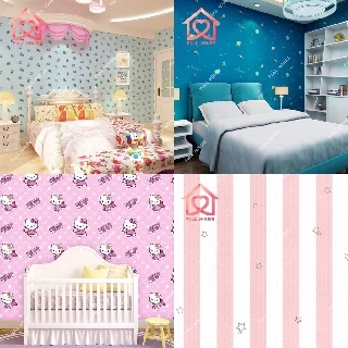 💋พร้อมส่ง wallpaper 45 ซม. x 10 เมตร วอลเปเปอร์ สติ๊กเกอร์ติดผนัง มีกาวในตัว ติดเองได้