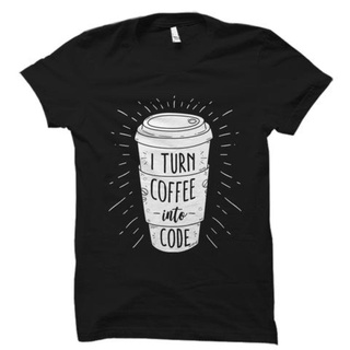 เสื้อยืดผู้ชาย เสื้อยืด พิมพ์ลาย I Turn Coffee Into Code Gildan สําหรับผู้ชาย และผู้หญิง S-5XL