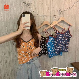 🧸💦𝑩𝒓𝒂𝑩𝒓𝒂𝑩𝒓𝒂⛱️🧸  เสื้อสายเดี่ยว ลายดอกไม้ ผ้าไหมพรม  #f-089