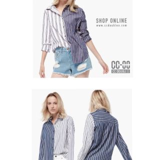 เสื้อเชิ้ต CCOO (CCDOUBLEO) แท้🔖Love_BRaNDSaLE🔖ป้าย 1,590฿🎉L อก 44"🍀ทรง over size🍀เสื้อเชิ้ตลายทาง เสื้อเชิ้ตใส่ทำงาน