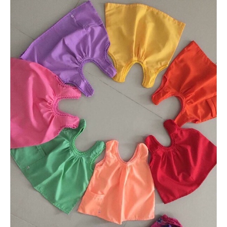 พร้อมส่ง เสื้อคอกระเช้าเด็กผ้าคอตตอน งานถักอย่างดี