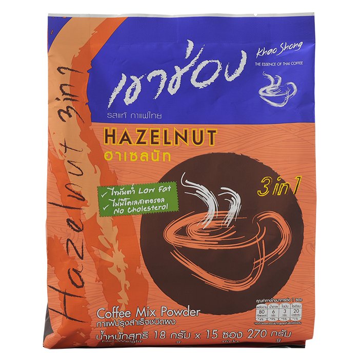 เขาช่อง กาแฟสำเร็จรูป 3 อิน 1 เฮเซลนัท แพ็ค 18 ก. x 15  ซอง 270 ก.