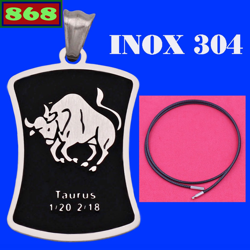 VCSECKNT สร้อยคอสแตนเลส Taurus สีดํา