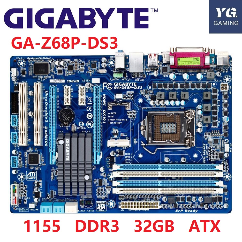 Gigabyte GA-Z68P-DS3 เมนบอร์ด LGA 1155 DDR3 สําหรับ Intel Z68 Gigabyte 32G Z68P-DS3 เดสก์ท็อปเมนบอร์
